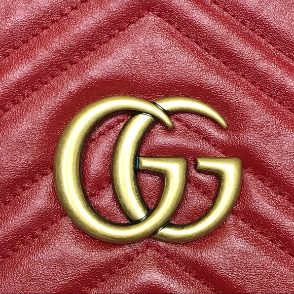 Gucci Red Quilted Medium Marmont Tote 524578 Bag - Picture 10 of 16